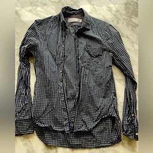 Shipley & Halmos Dark Blue/light blue/white Plaid Check Button down, size XS